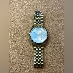 Vintage Elgin Stainless Steel Gold Tone FC400B 098 6M55 Water Resistant As Is